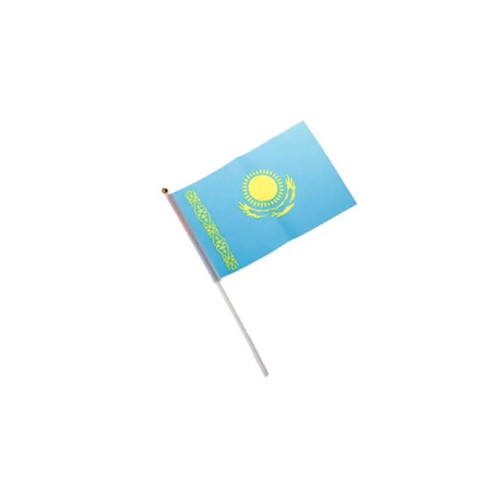 Drapeau ondulant à la main du Kazakhstan pour une utilisation intérieure et extérieure, tissu en polyester 100D, fabriquez vos propres drapeaux