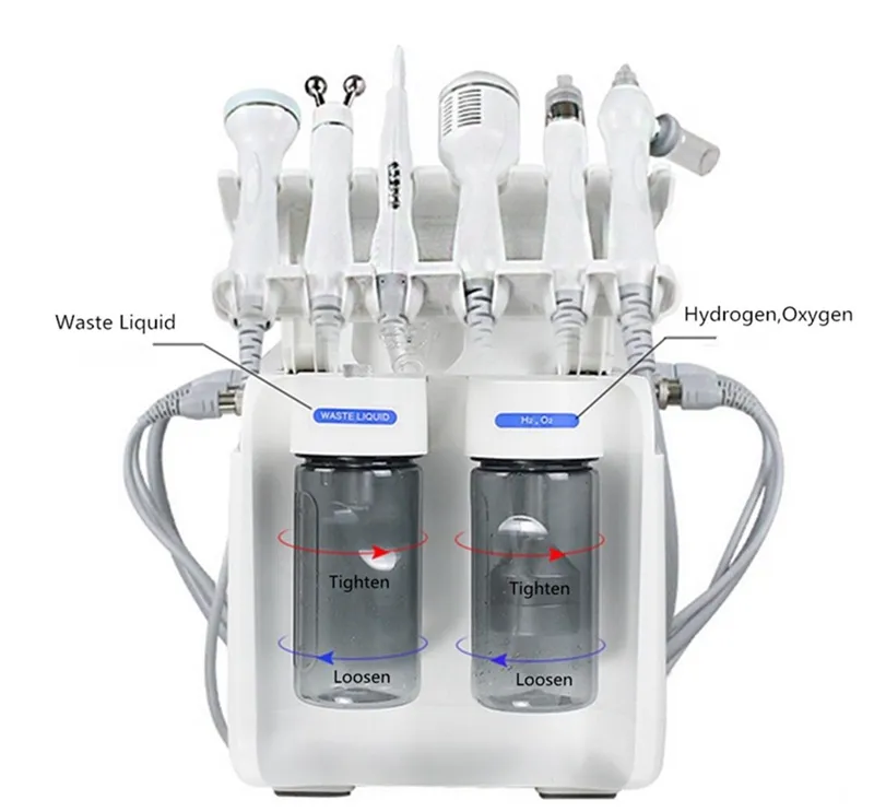 6W1 H2-O2 Hydra Dermabrasion Aqua Peel RF Bio-Podnoszenie Spahydro Wody Mikrodermabrazja Maszyna do twarzy Cold Hammer Oxygen Spray