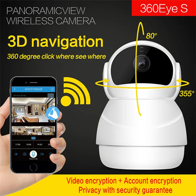 HD 1080p PTZ Wireless WiFi Mini IP-kamera 360 grader Panoramic Night Vision Videokamera Hem Säkerhetsövervakning CCTV-videokamera