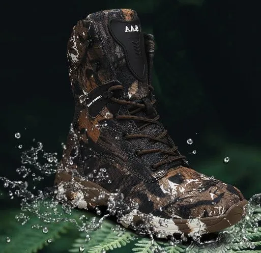 2024 Men s Camo Waterproof Combat Boots Anti Skid Tactical Boots for Fitness Training
