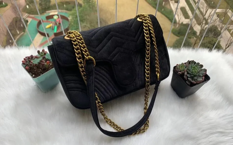 2020 Nieuwe Meisje Mode Gouden Ketting Marmontr Bag Beroemde Partij Gold Bag Marmont Fluwelen Schouder Crossbody Tas Dames Tassen