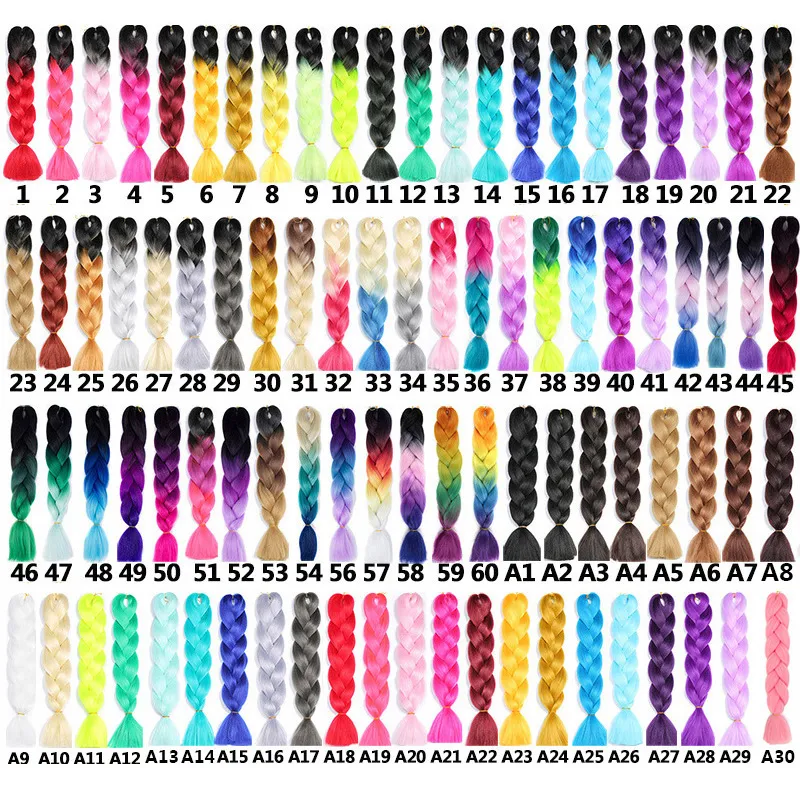 Extensions de cheveux synthétiques Crochet tresses Kanekalon haute température fibre Ombre tressage pour les femmes 100g 24 pouces