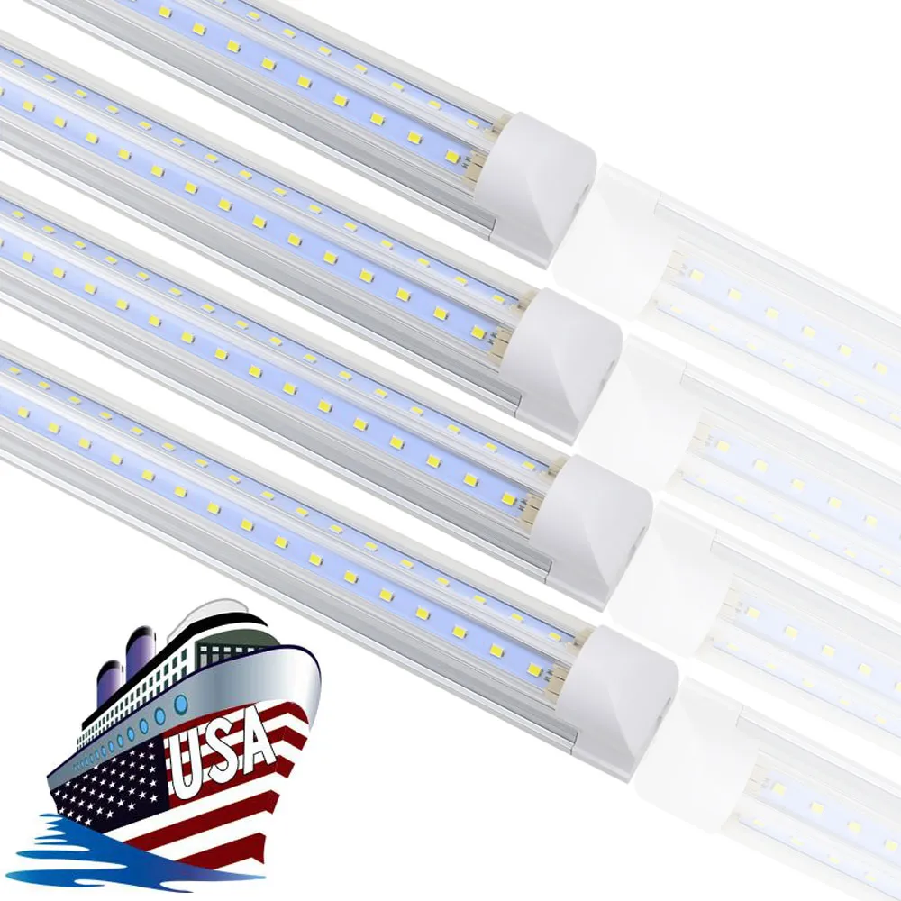 Lager i USA + 8 fot led LED-rörlampor, T8 integrerade LED-lysrörslampor, V-formade rör 85-265V