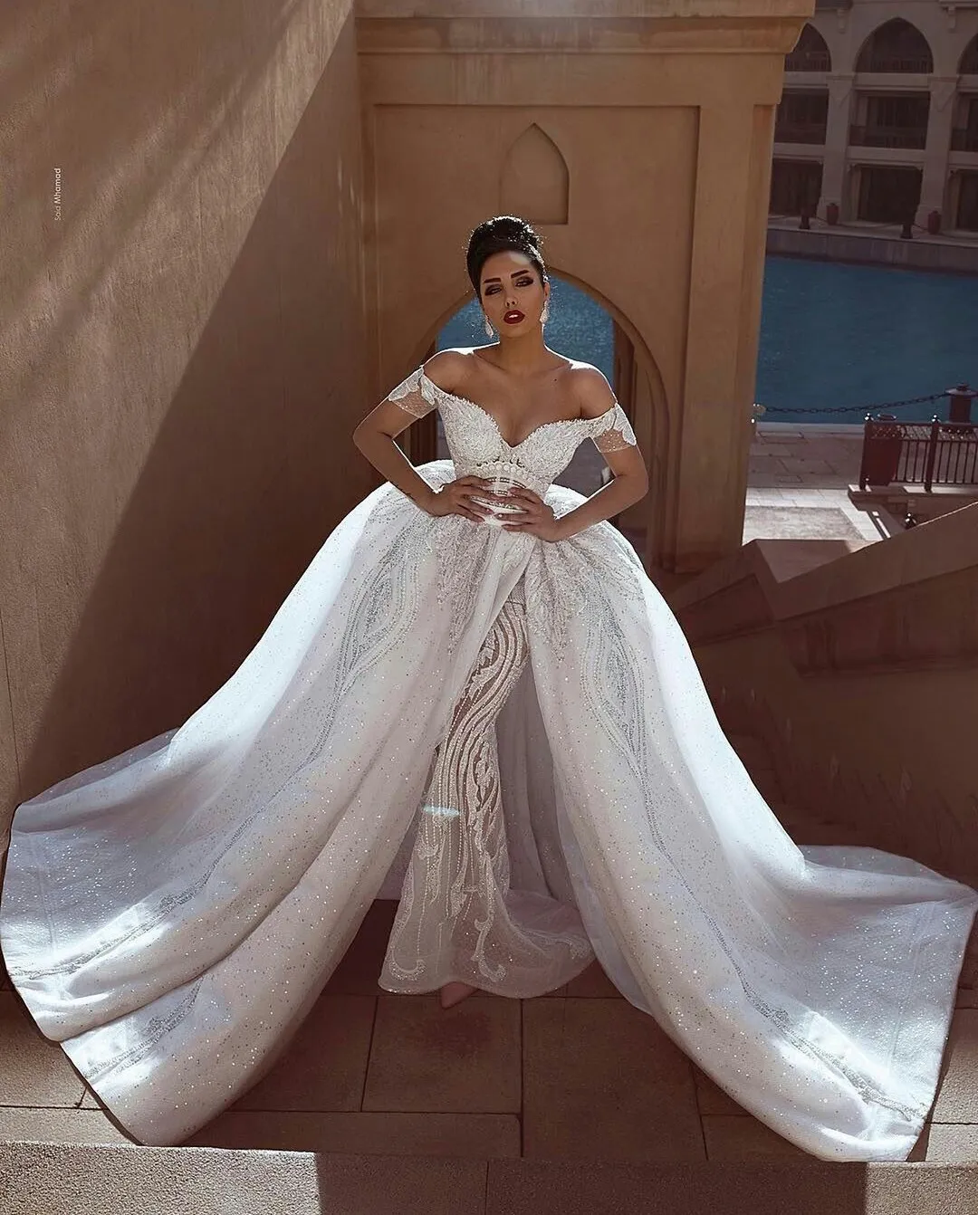 Save Big on Bulk Mermaid Wedding Dress With Overskirt 2019 Luxury Mermaid  Wedding Dresses With Overskirt Off The Shoulder Lace Appliqued Sequined  Long