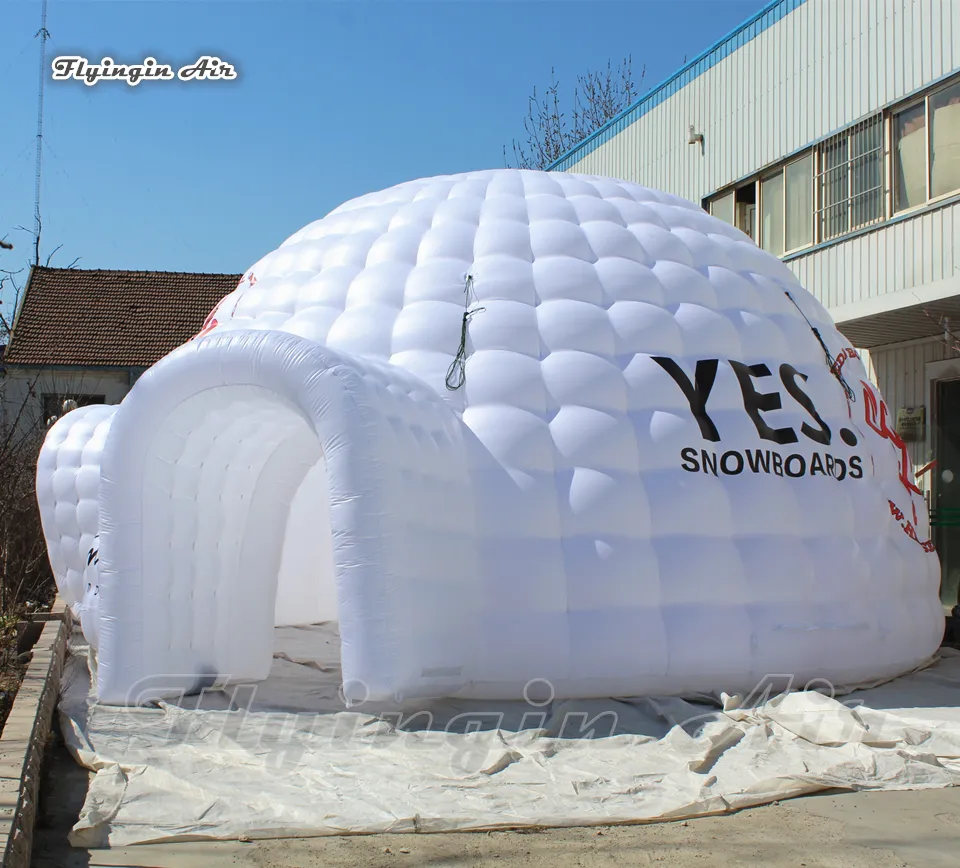 Outdoor Reclame Opblaasbare Koepel Tent 8m Groot Wit Opblazen Kerstmis Igloo House voor Party-gebeurtenis