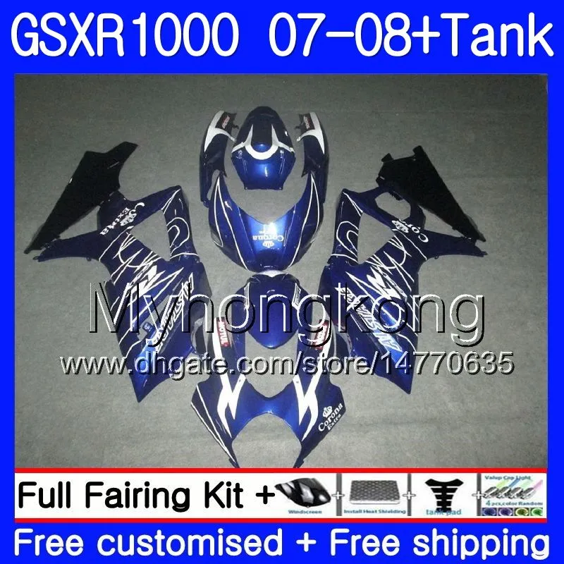 KIT + TANK VOOR SUZUKI GSX R1000 GSXR-1000 GSXR 1000 2007 2008 301HM.55 GSX-R1000 BLUE HOT HOT 07 08 BODY K7 GSXR1000 07 08 Verkrijgen 7Gifts