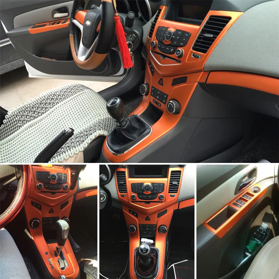 Dla Chevrolet Cruze 2009-2014 Wnętrze centralnego panelu sterowania uchwyt drzwi 3D / 5D naklejki z włókna węglowego Naklejki Car Styling Accessorie