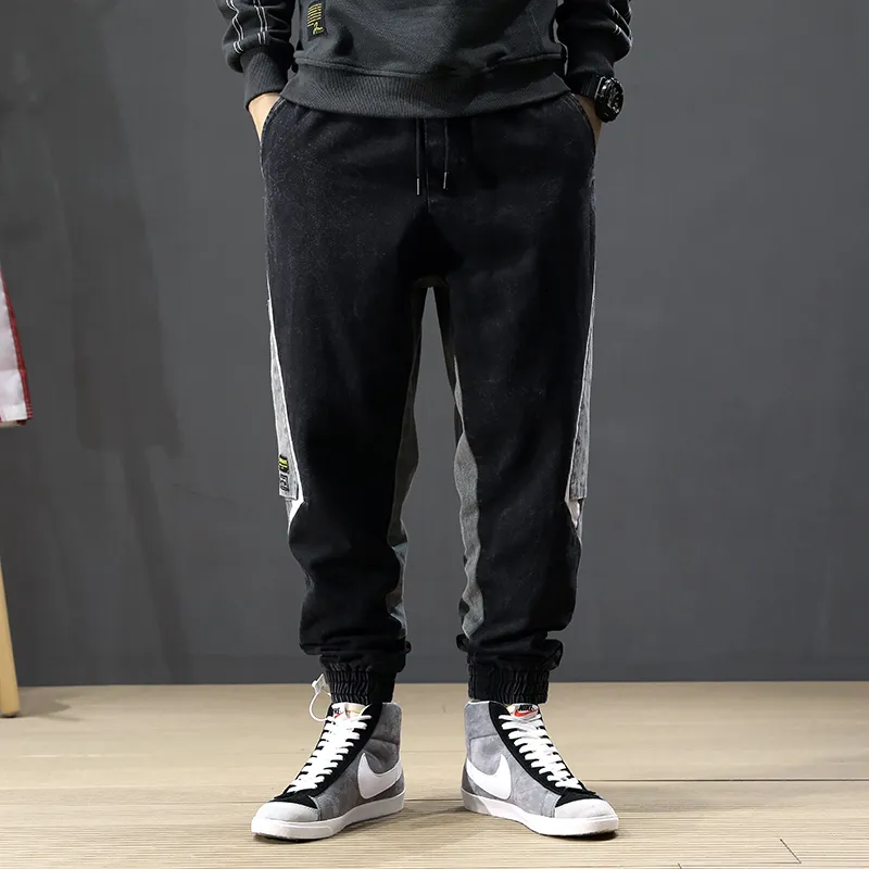 가을 패션 streetwear 남자 청바지 스플케이션 디자이너 멀티 포켓 하렘 청바지 남자화물 바지 엉덩이 조깅