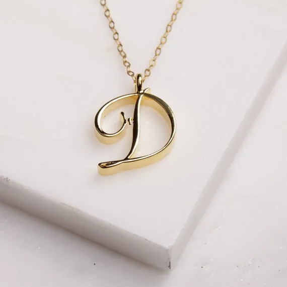10PCS Silver Small Initial Alphabet Capital Letter Necklace All 26 English A-T Cursive Luxury Monogram Name Word Text Character Pendant Chain Necklaces for Women