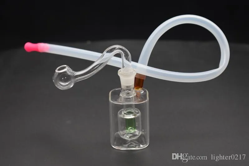 10mm Mini verre brûleur à mazout eau Bong pour plates-formes dab Bongs cendrier narguilé tuyau fumer brûleur à mazout barboteur d'eau avec tuyau en silicone