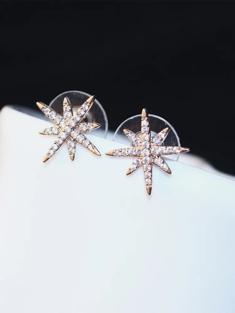super brillant scintillant ! ins créateur de mode douce étoile mignonne luxe diamants boucles d'oreilles pour femme filles S925 broche en argent