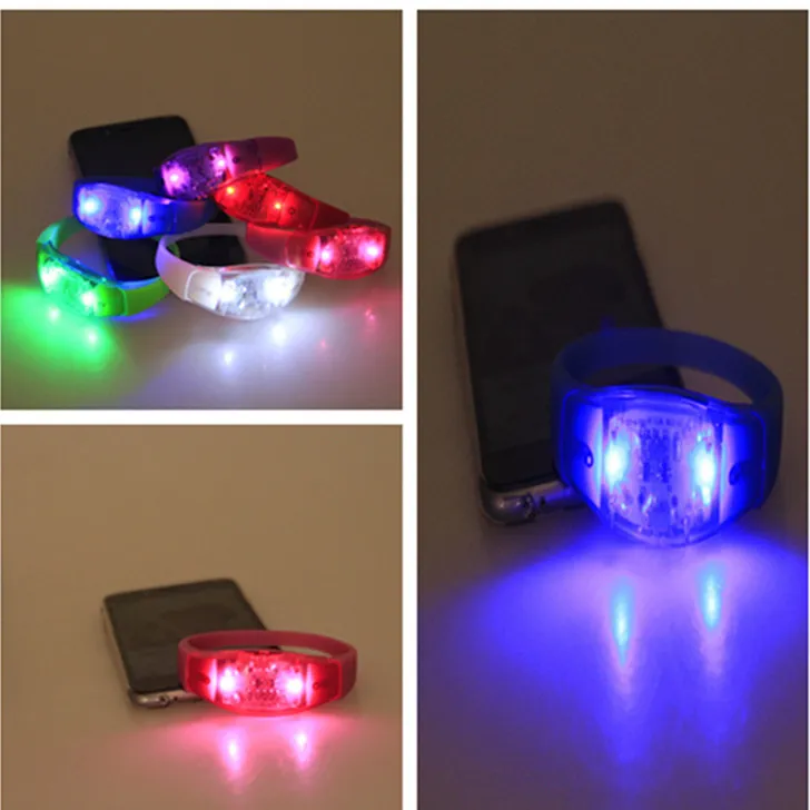 Muzyka Aktywowana kontrola dźwięku LED Migające Bransoletka Light Up Bangle Nadgarstek Club Party Bar Cheer Luminous Ring Ring Glow New Style