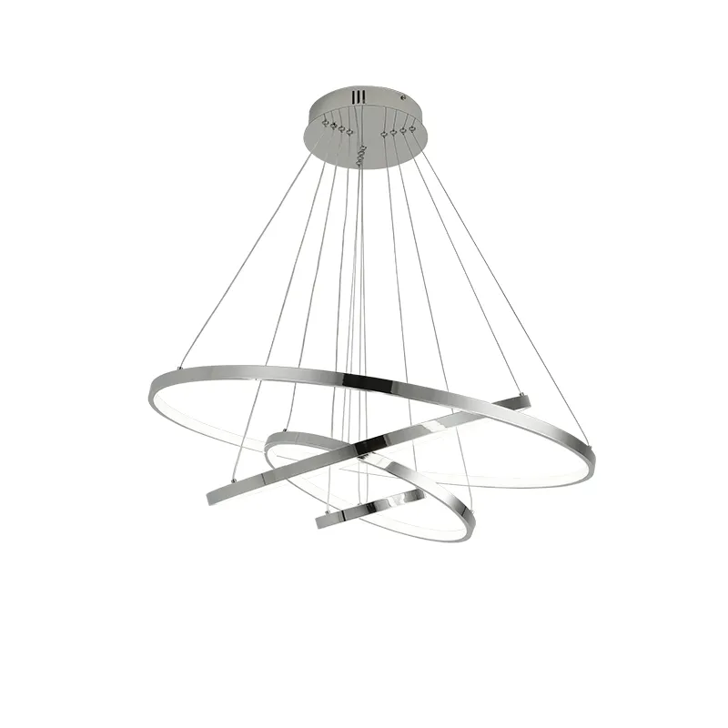 Современные хромированные светодиодные подвески легкие алюминиевые кольца люстры освещения для столовой комнаты гостиная домашняя креативная подвесная лампа