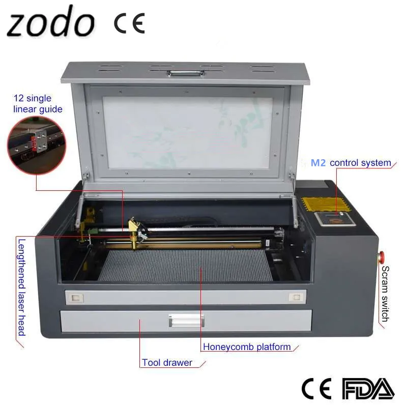 4060 60W 400 x 600 mm Máquina de corte a laser CNC CNC Máquina de corte para cabaça de madeira bambu