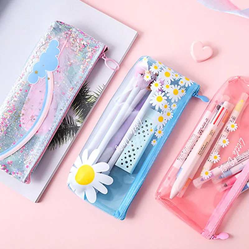 Cute Kawaii student girl storage bag Gift School little daisy Estuches Pencil Case Box School Supplies Stationery Pencilcase Bags