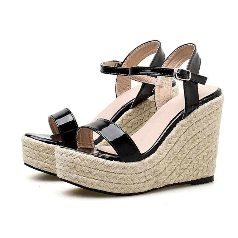 sandali con zeppa in oro per le donne zeppe tacchi alti scarpe casual sandali open toe tacchi alti zeppe sandali con zeppa piattaforma YMA720