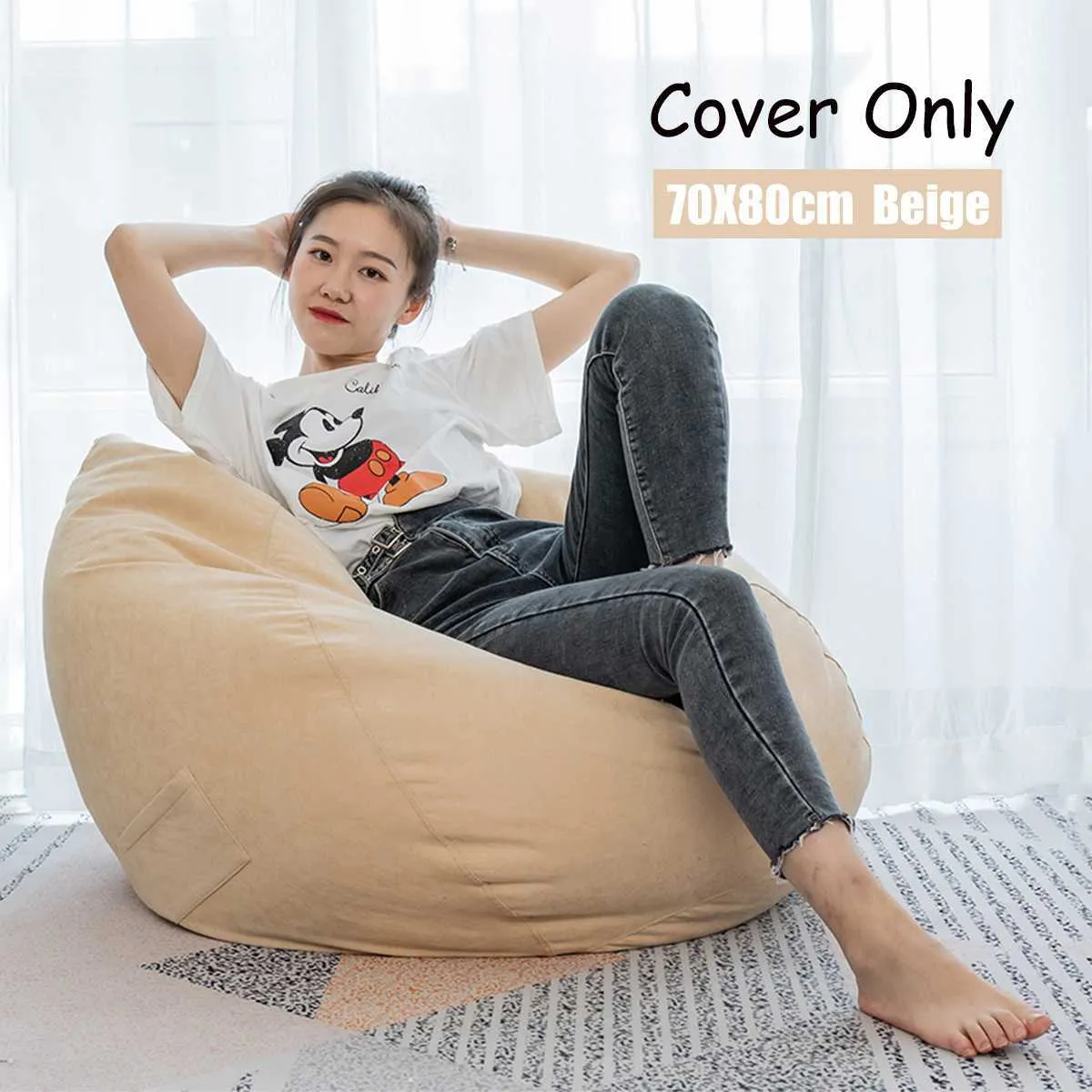 Sofas Cover puff Gigante Chairs Without Filler Linen Cloth Lounger Seat  Bean Bag Pouf Puff Couch Tatami Pouf Salon Puff Asiento