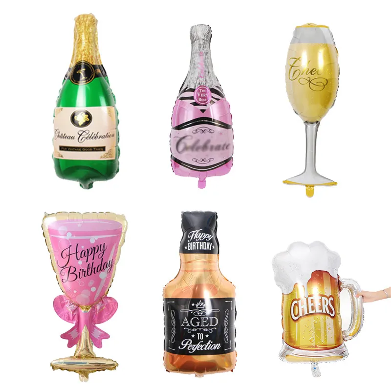 Grande Feuille Champagne Coupe Bière Ballons Anniversaire De Mariage Bouteille De Vin Coupe Ballon Saint Valentin Fête D'anniversaire Festival Décor C18112301