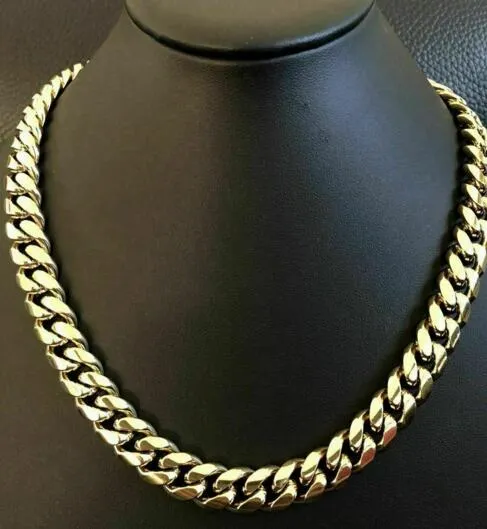 Catena girocollo da uomo Cuban Miami Link 26 "oro 14k su acciaio inossidabile 12 mm