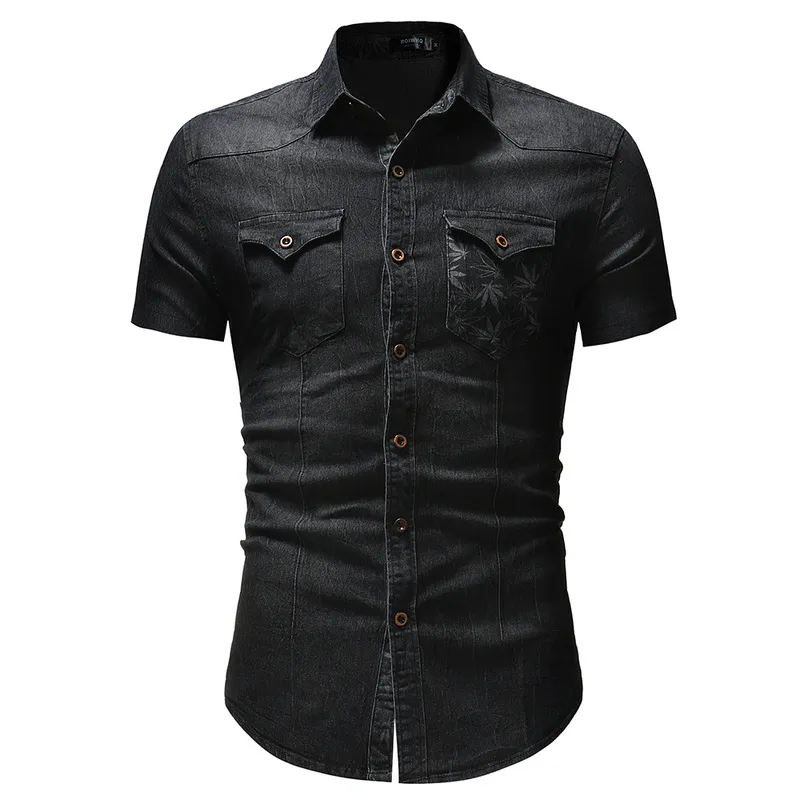 Men's Regular Fit Denim Shirt/Jacket - Casual Button-Up Work Shirt, Short-Sleeve, Slim-Fit