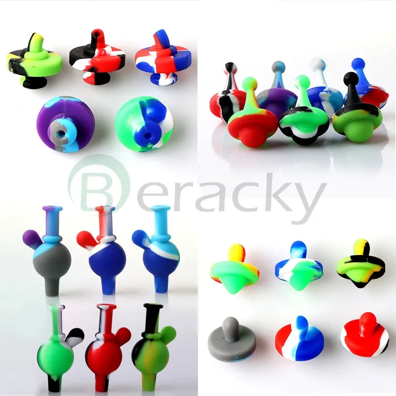 DHL!!! Food Grade Silicone Carb Cap 4 Styles Durable Silicone Cap Heady Carb Cap Smoking Accessories For Quartz Banger Glass Bongs Oil Rigs