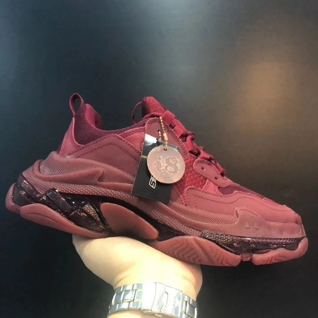 Burgundy Triple Designer Triple S Oversized Sneaker Vintage Sneakers 2020 Nya Färger Casual Shoes Des Chaussures Espadrilles