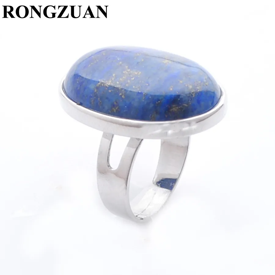New Arrivals Wedding Rings Fashion Jewelry Natural Stone Rings for Women Oval shape Lapis Lazuli Bead Silver Plated Color DX3072