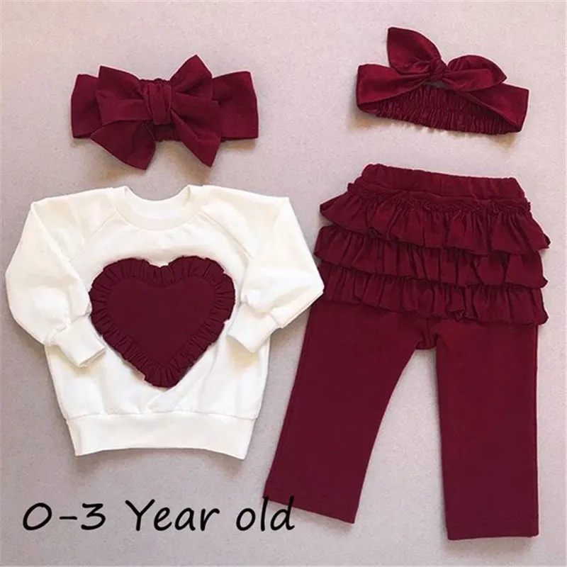 3 pièces enfant en bas âge enfants bébé fille vêtements pour bébés T-shirt haut à volants pantalon tenue ensembles survêtement livraison gratuite