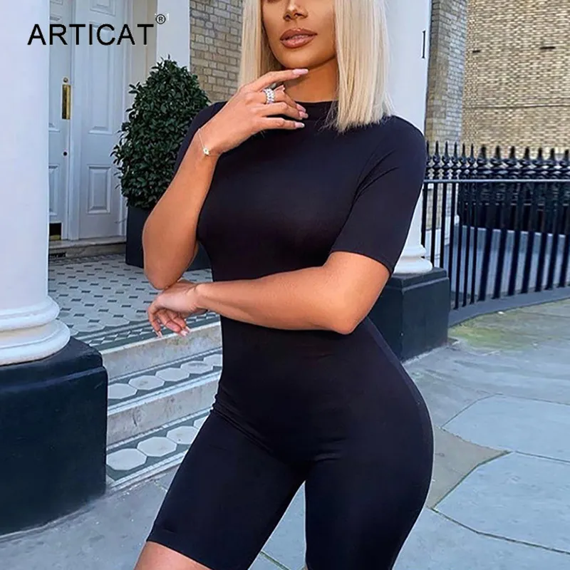 Women s Summer Jumpsuits Bodycon Black Zipper Rompers for 2024