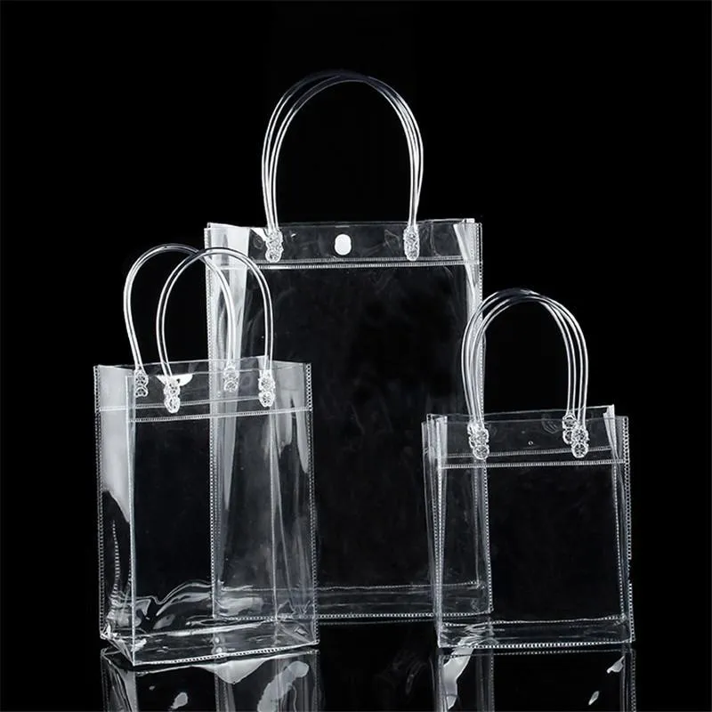 PVC Plastic Gift Bags With Handles Plastic Wine Packaging Bags