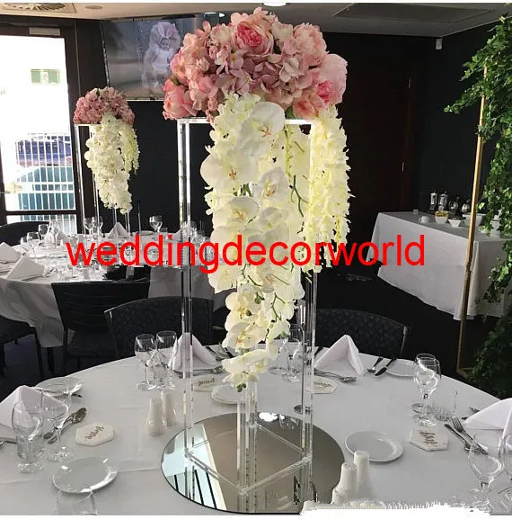 New style mental acrylic Candle Holders Flower Vase Rack Candle Stick Wedding Table Centerpiece Event Road Lead Candle Stands decor0006