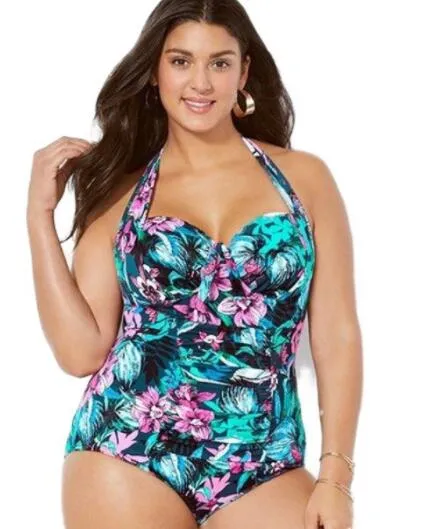 plus Big large New swimwear large Feipo women's Bikini split swimwear quick Feipo plus size swimwear Brazilian style one piece print wears