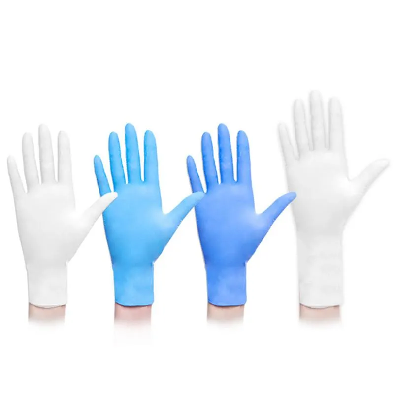 Gants jetables en latex Gant universel en nitrile gauche droite Gant anti-acide sans poudre de 9 pouces