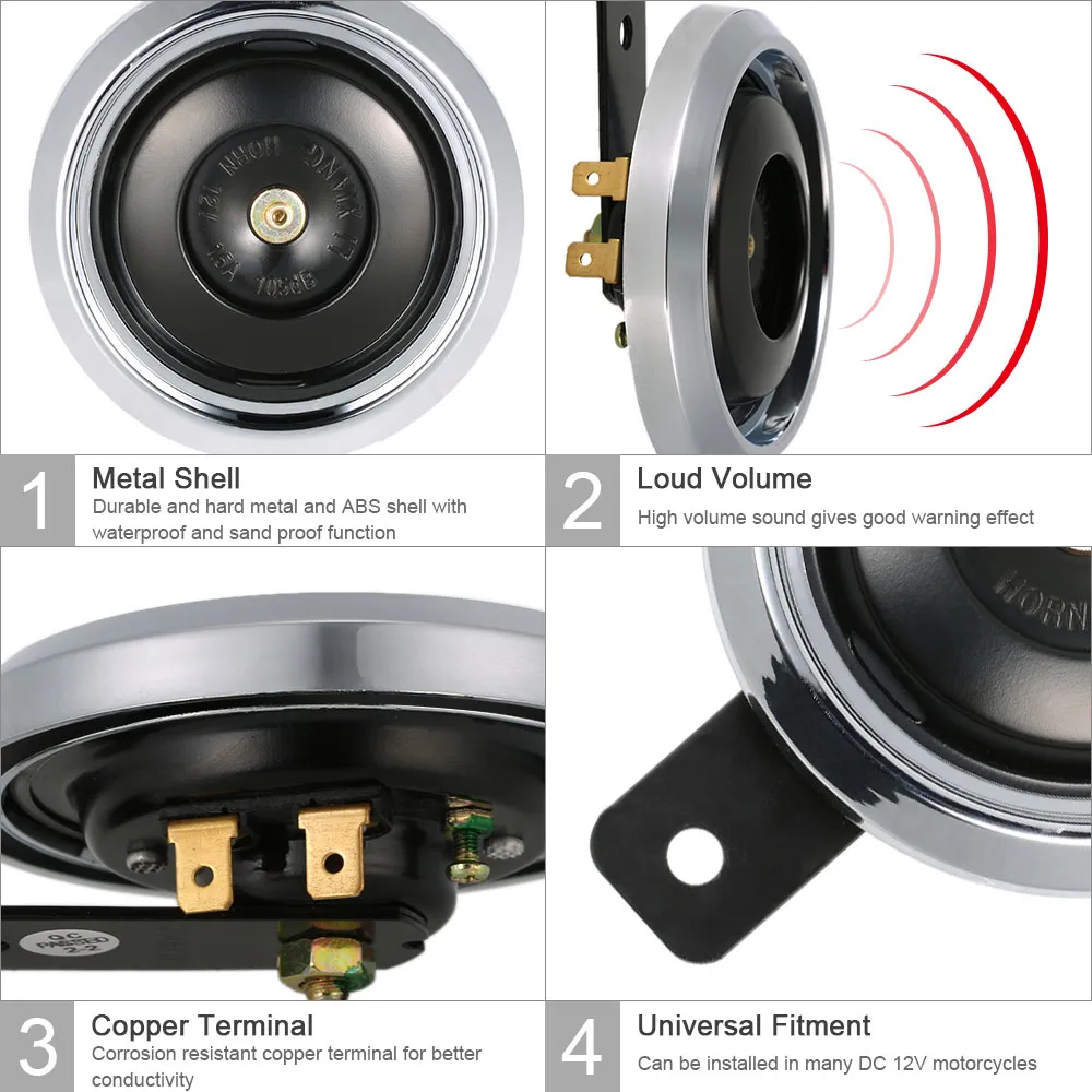 DC 12 V 1.5A 105dB Universal À Prova D 'Água Da Motocicleta Chifre Elétrico Alto