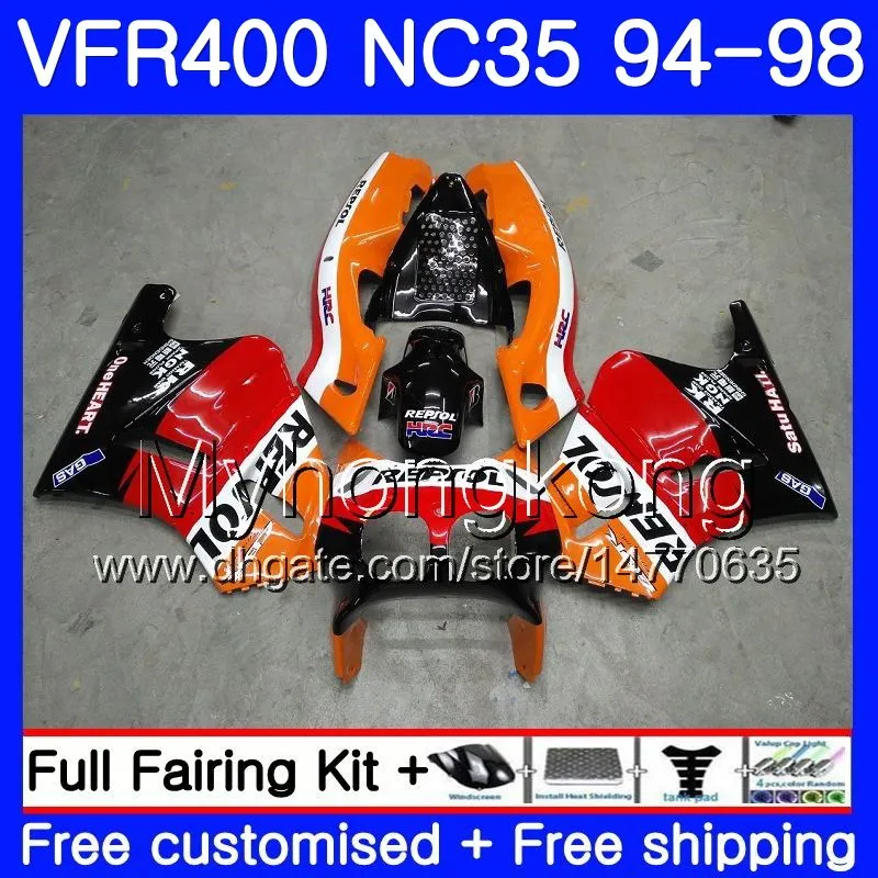 Kit For HONDA RVF400R VFR400 NC35 V4 VFR400R 94 95 96 97 98 270HM.5 RVF VFR 400 R VFR 400R Repsol Hot red 1994 1995 1996 1997 1998 Fairing
