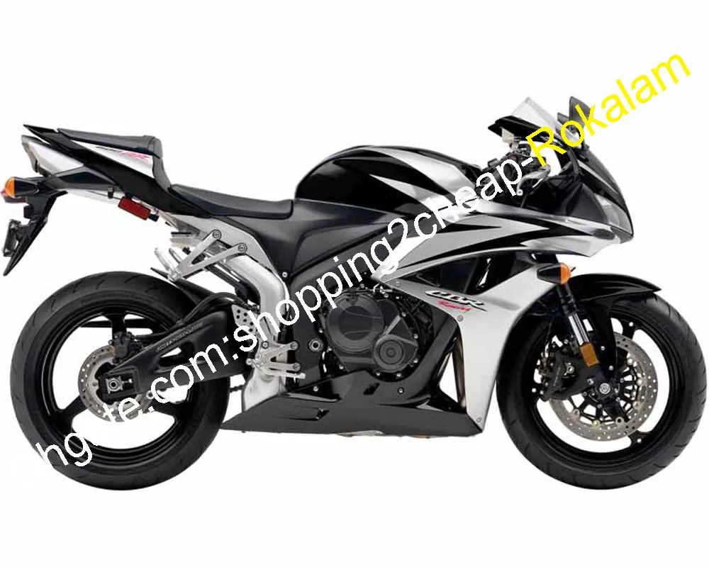 Kit de justo para Honda CBR600RR F5 07 08 CBR 600RR CBR600 2007 2008 Motocicleta de carroçaria preta prata (moldagem por injeção)