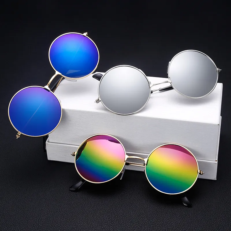 Óculos de sol redondos de metal com armação Steampunk Óculos masculinos femininos Designer de marca Retro Vintage Lens transparentes UV400