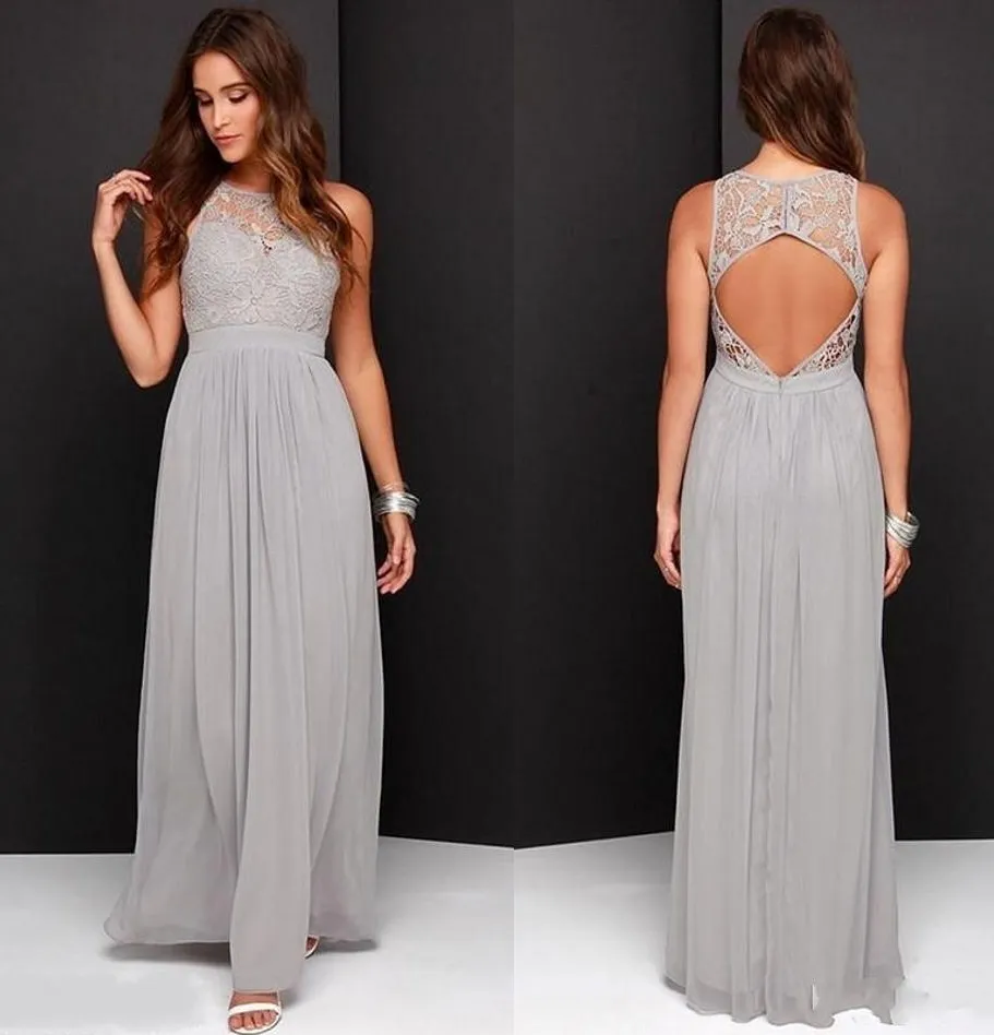 Silver Bridesmaids Dresses Long Chiffon A Line Formal Gowns: Elegant  Backless Maid Of Honor Dress For Weddings & Parties From Werbowy, $84.58 |  DHgate.Com