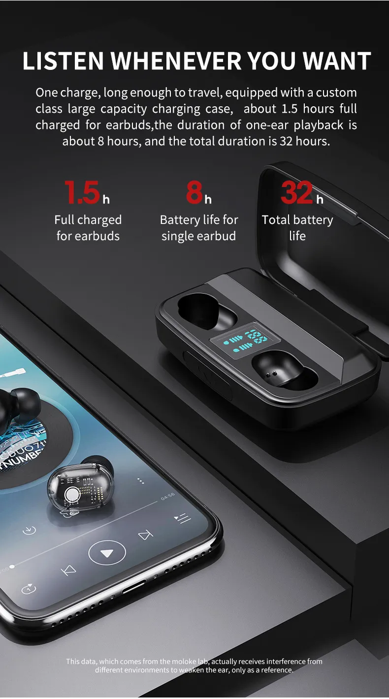 M13C TWS Earbuds 1800mAh Power Bank наушников LED дисплей Bluetooth 5,0 Наушники Беспроводные HIFI Stereo Gaming Headset с микрофоном