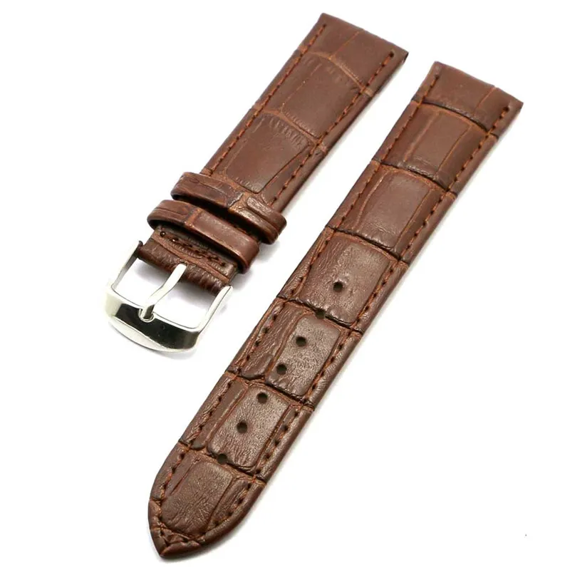 Watch Accessory 18/20/22/24/26mm Black Brown Leather Watches Band Wristwatch Replacement Strap Bracelet Pin Buckle Spring Bars Straight End