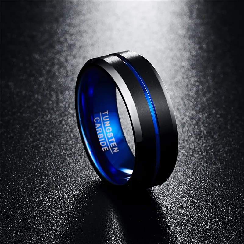 Anillo De Tungsteno Con Ópalo Azul - Para Hombre Y Mujer, Tallas 49-74, Diseño Elegante