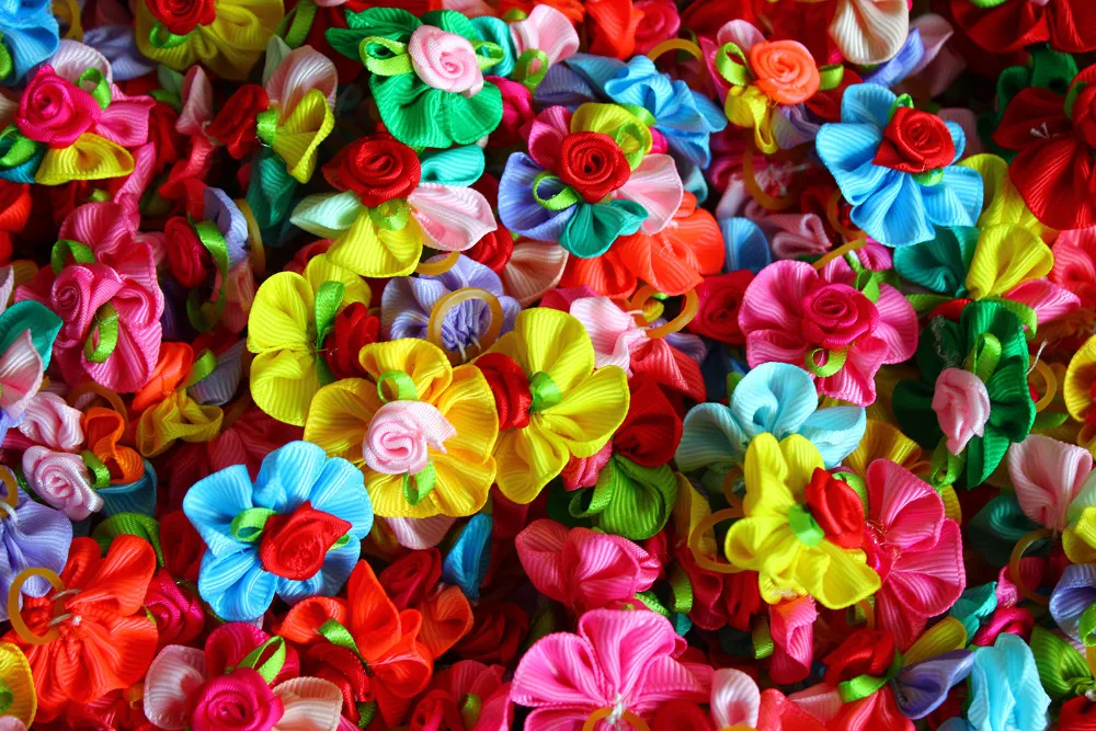 80st Ny Pet Hair Bows Flower Style Rubber Bands Dog Bows Cute Petal Pet Hair Dog Accessories Grooming Topknot2400