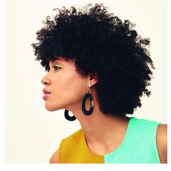 여성을위한 아름다운 헤어 스타일 부드러운 인도 헤어 아프리카 아프리카 계 미국인 짧은 곱슬 곱슬 검은 가발 시뮬레이션 인간의 머리 곱슬 가발