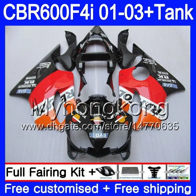 Corpo + Tanque Para HONDA CBR 600 F4i CBR 600F4i CBR600FS 600 FS 286HM.5 CBR600F4i 01 02 03 CBR600 F4i Repsol laranja quente 2001 2002 2003 Carenagens