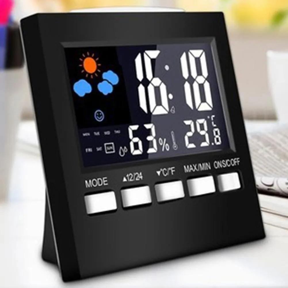 New 100% Brand Weather Station Alarm Clock Thermometer Wireless Temperature Humidity Meter