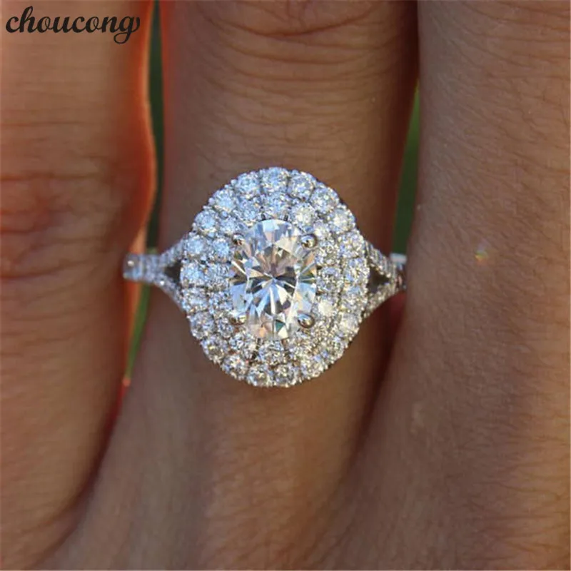 choucong fijne sieraden echte soild 925 sterling zilveren ring ovaal gesneden diamant engagement trouwband ringen voor vrouwen mannen