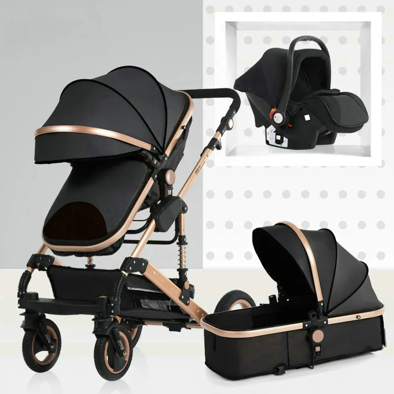 Baby koets hoog landschap kan zitten en tweewegen vierwielige absorberen winter trolley-wandelwagen Baby Stroller 3 in 1