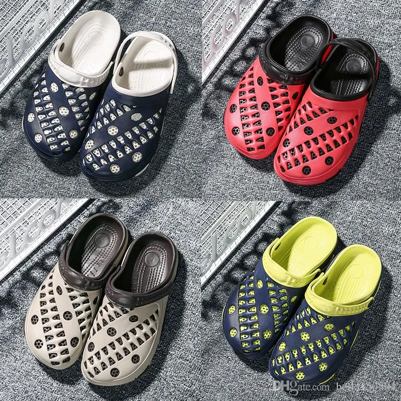 designer Sandals Men Summer Shoes Sandals New Breathable Beach Flip Flops Slip On Mens Slippers Mesh Lighted Hole Shoes free shipping