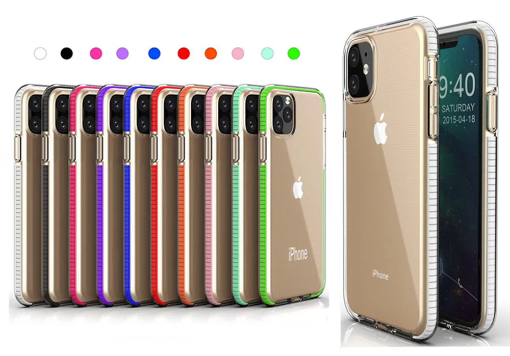 Für iPhone 11 2019 XS MAX XR X Zweifarbige klare TPU-Handyhülle Dual Color Hybrid Armor Stoßfeste Abdeckung für Samsung Note 10 S10 Plus
