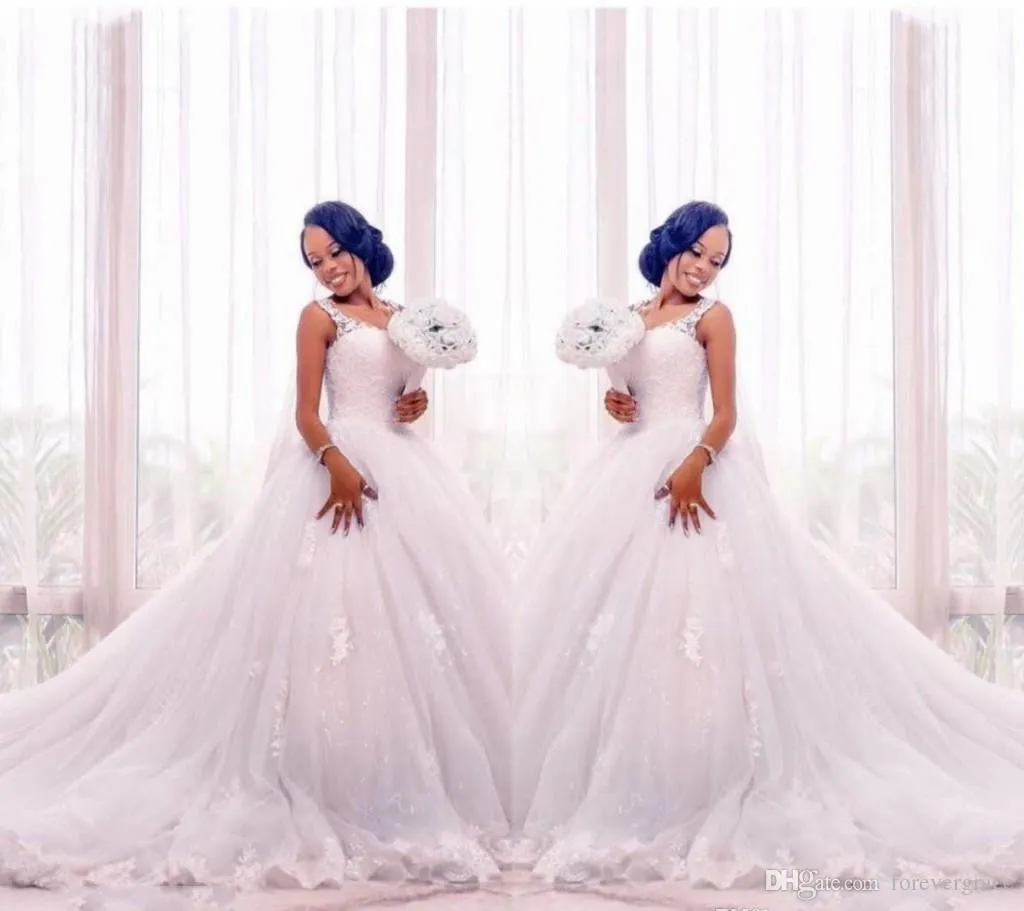 Custom-Made 2019 Black Girls Arabic Wedding Dress with Lace Applique, Sleeveless for Country Garden Bridal Gown - Plus Size Available